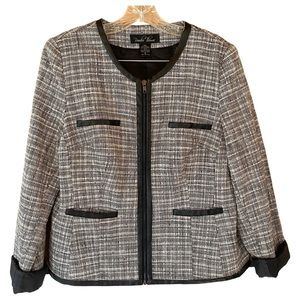Brandon Thomas tweed zip front blazer jacket, size 12